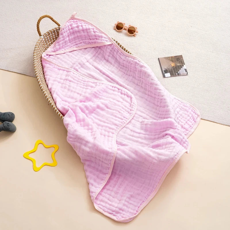 Cape de bain bébé coton  Rose