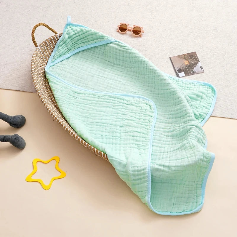 Cape de bain bébé coton  vert menthe