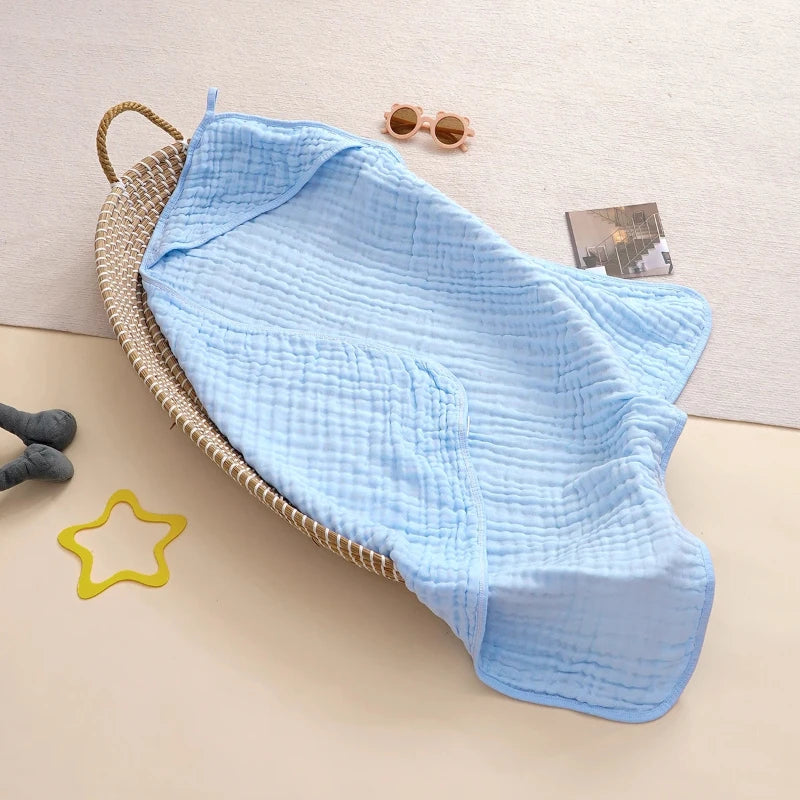 Cape de bain bébé coton  bleu