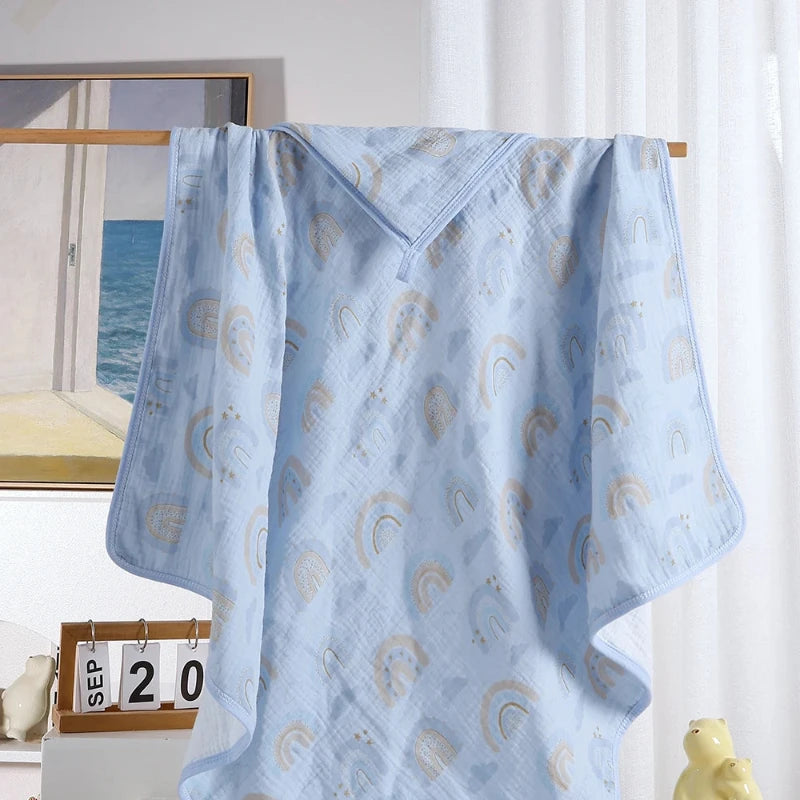 Cape de bain bébé Bleu clair motif arcs -en-ciel