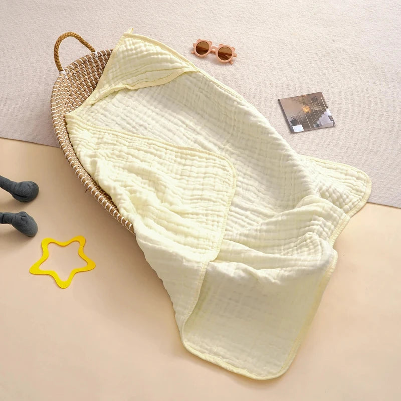 Cape de bain bébé coton  jaune