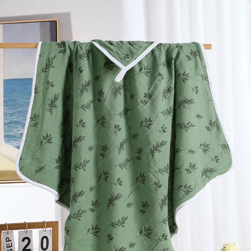Cape de bain bebe vert feuille